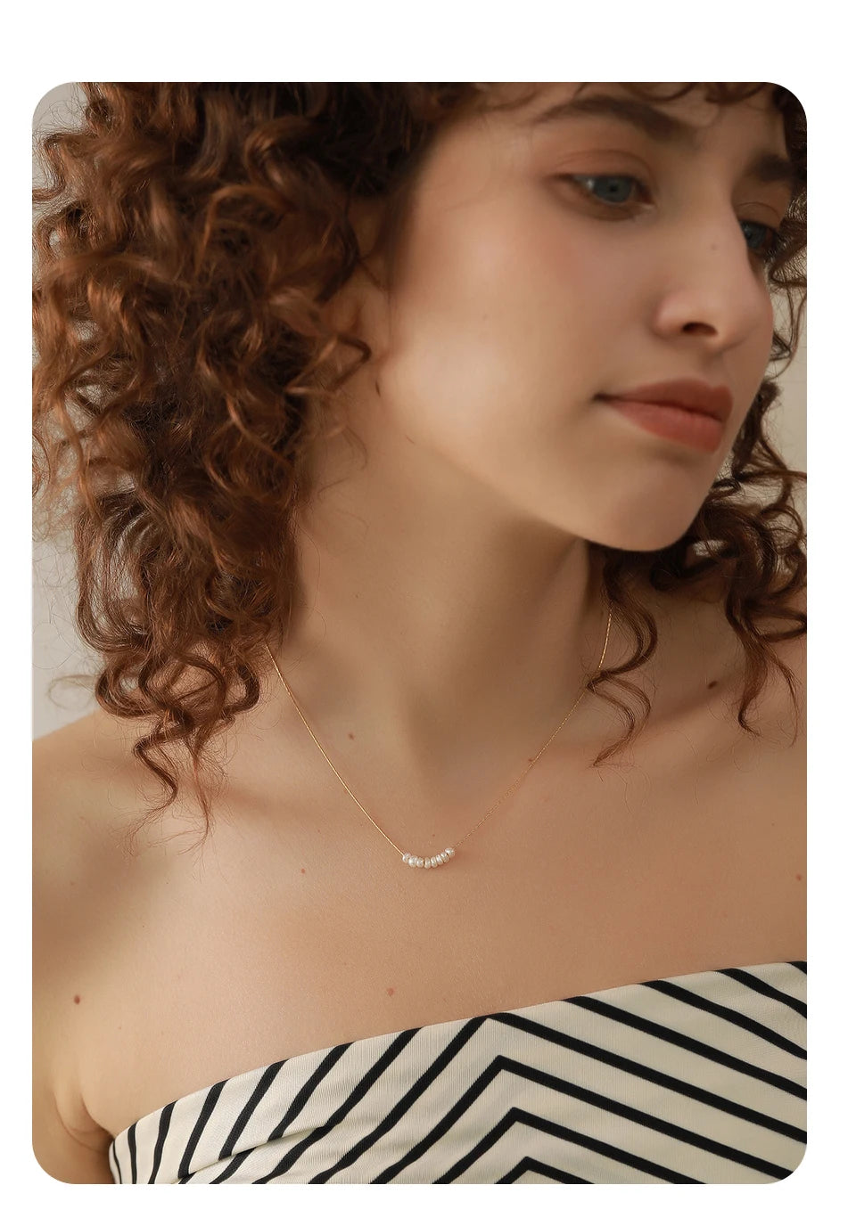 Collier perles naturelles – Chaîne fine en acier inoxydable doré