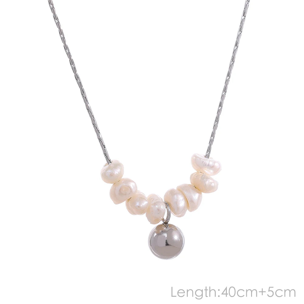 Collier perles naturelles – Chaîne fine en acier inoxydable doré
