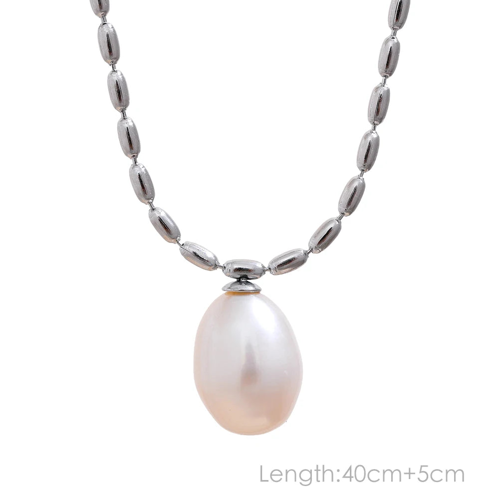 Collier perles naturelles – Chaîne fine en acier inoxydable doré