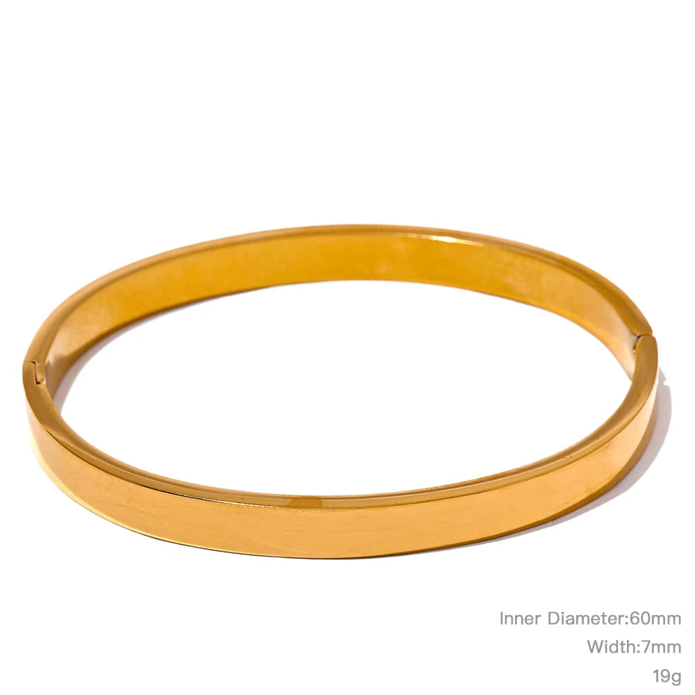 Bracelet jonc rond large en acier inoxydable – Doré & argenté, waterproof
