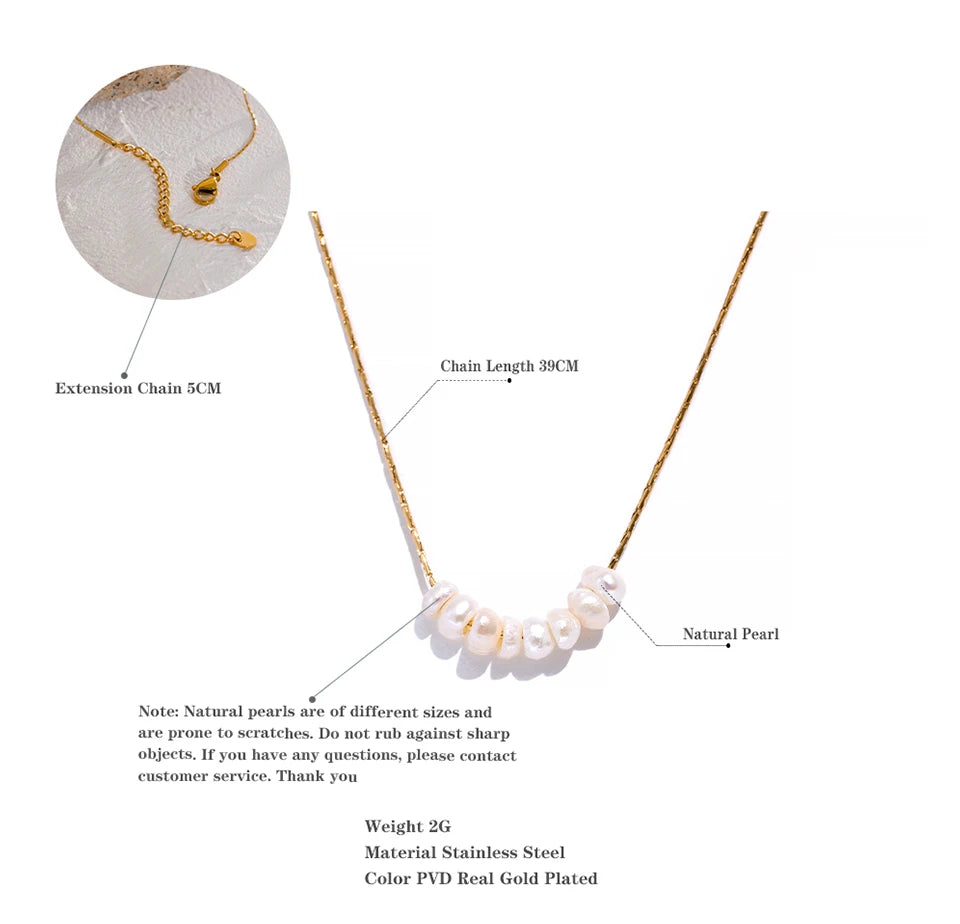 Collier perles naturelles – Chaîne fine en acier inoxydable doré
