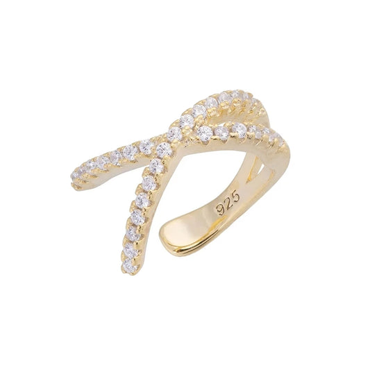 Earcuff argent 925 en forme de C – Manchette d’oreille 9 mm avec zircons, sans perçage