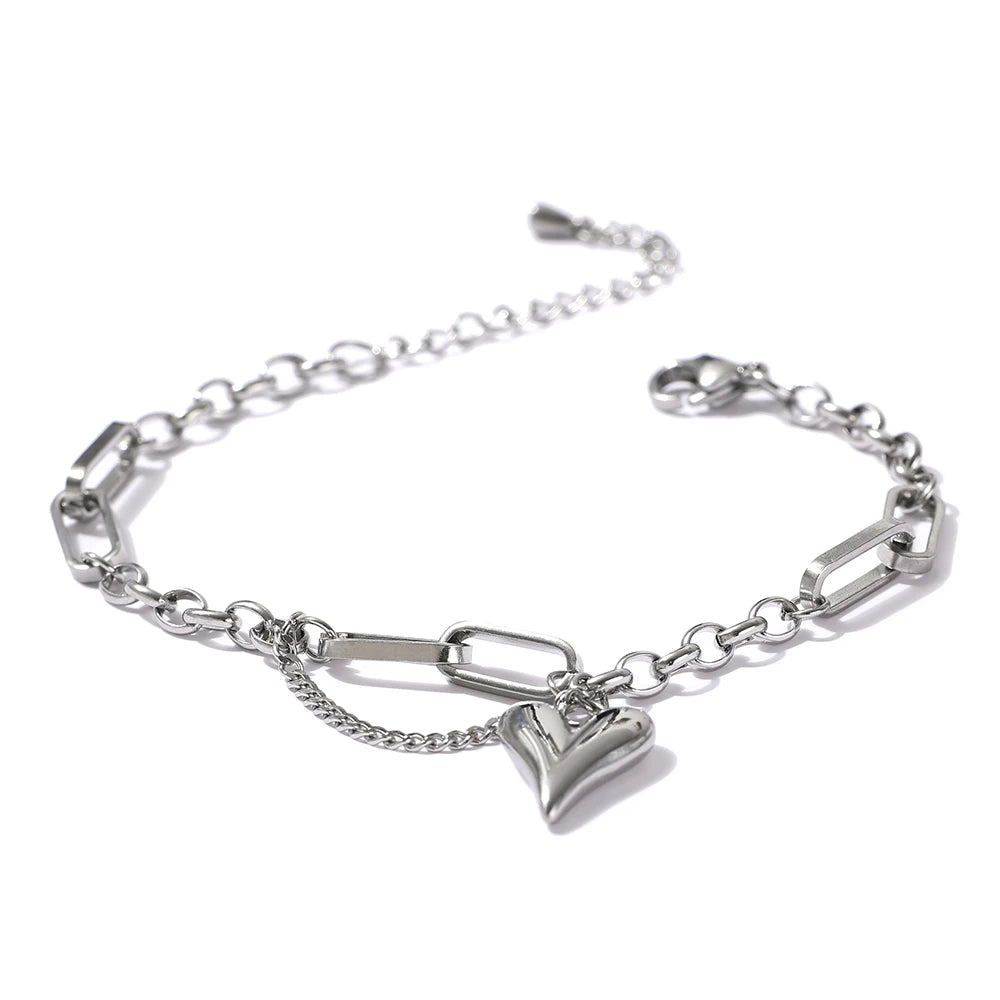Kette &amp; Herz-Halskette – 18 Karat vergoldeter Edelstahl, schicker romantischer Stil