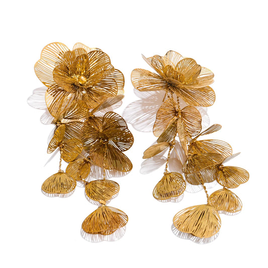 Boucles d’oreilles pendantes fleur élégantes