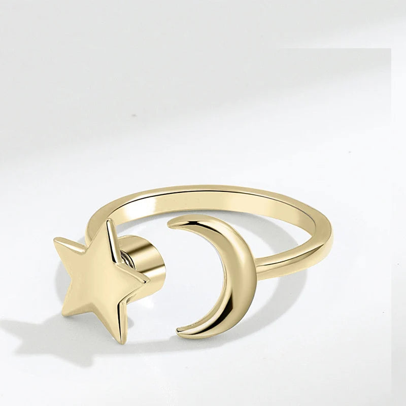 Bague Anti-Stress Femme – Acier Inoxydable Rotatif | Soleil, Lune, Étoile, Tournesol