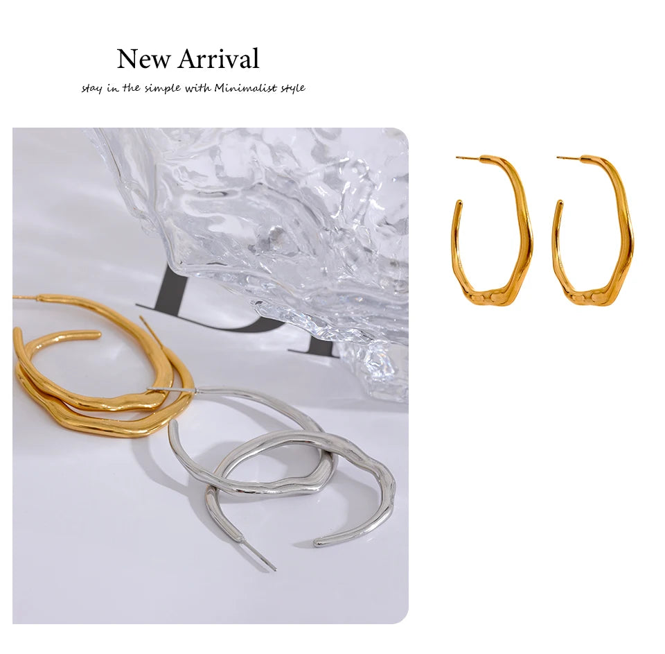 Boucles d'Oreilles Minimalistes en Acier Inoxydable – Design Géométrique