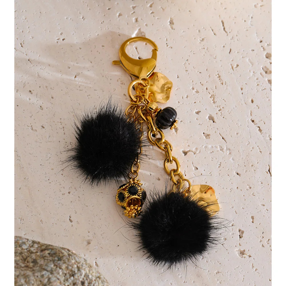 Porte-clés pompon pour clés et sacs