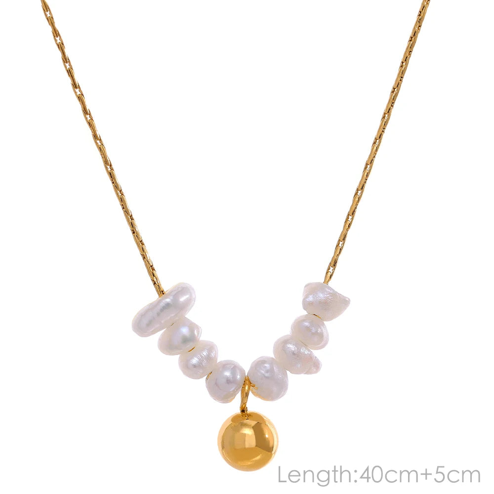 Collier perles naturelles – Chaîne fine en acier inoxydable doré