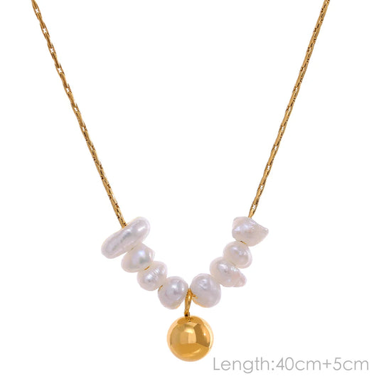 Collier perles naturelles – Chaîne fine en acier inoxydable doré