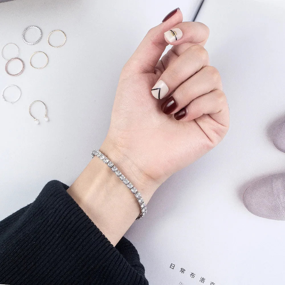 Bracelet tennis en argent S925 aux zircons étincelants