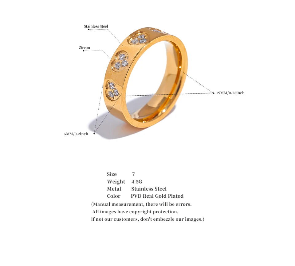 Bague cœurs scintillants – Acier inoxydable doré & zircons