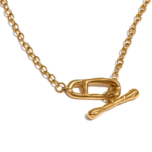 Collier chaîne dorée longue – fermoir bascule élégant