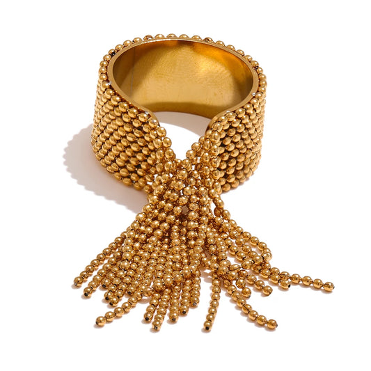 Bague chaîne gland – Acier inoxydable plaqué or 18K, réglable