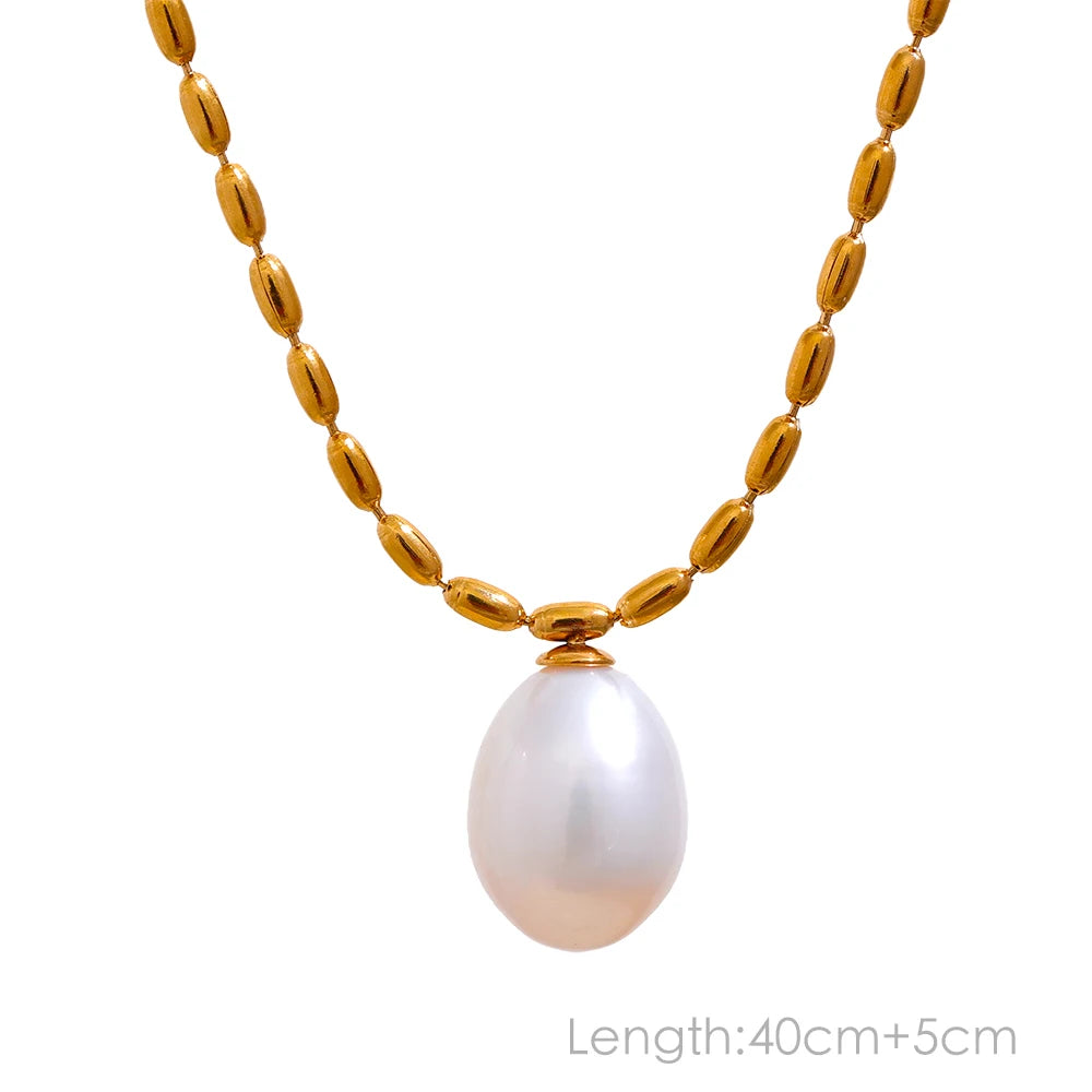 Collier perles naturelles – Chaîne fine en acier inoxydable doré