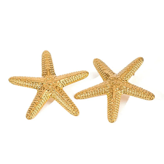 Goldene Seestern-Ohrringe – Malibu-Stil, Edelstahl