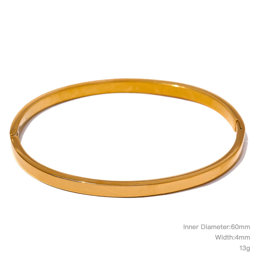 Bracelet jonc rond large en acier inoxydable – Doré & argenté, waterproof
