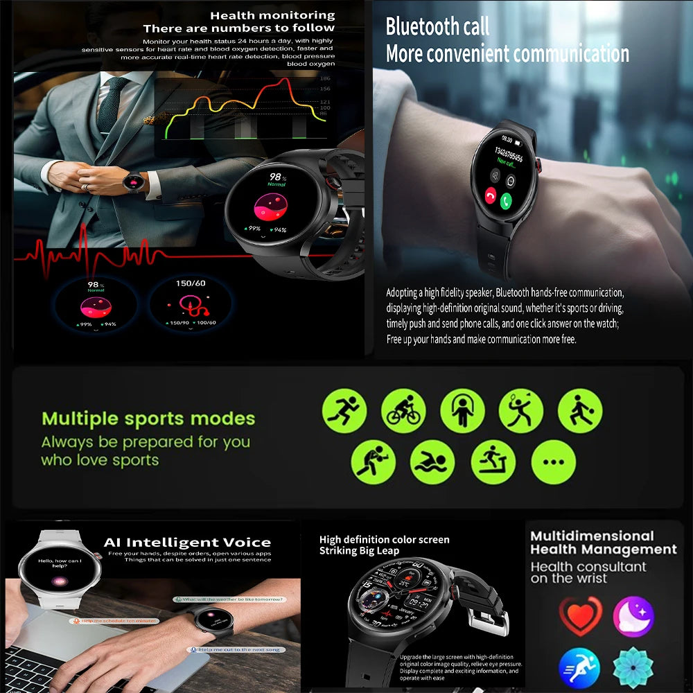 Montre Connectée Sport 2025 – Écran AMOLED HD, Appels Bluetooth, GPS, Santé | Homme & Femme