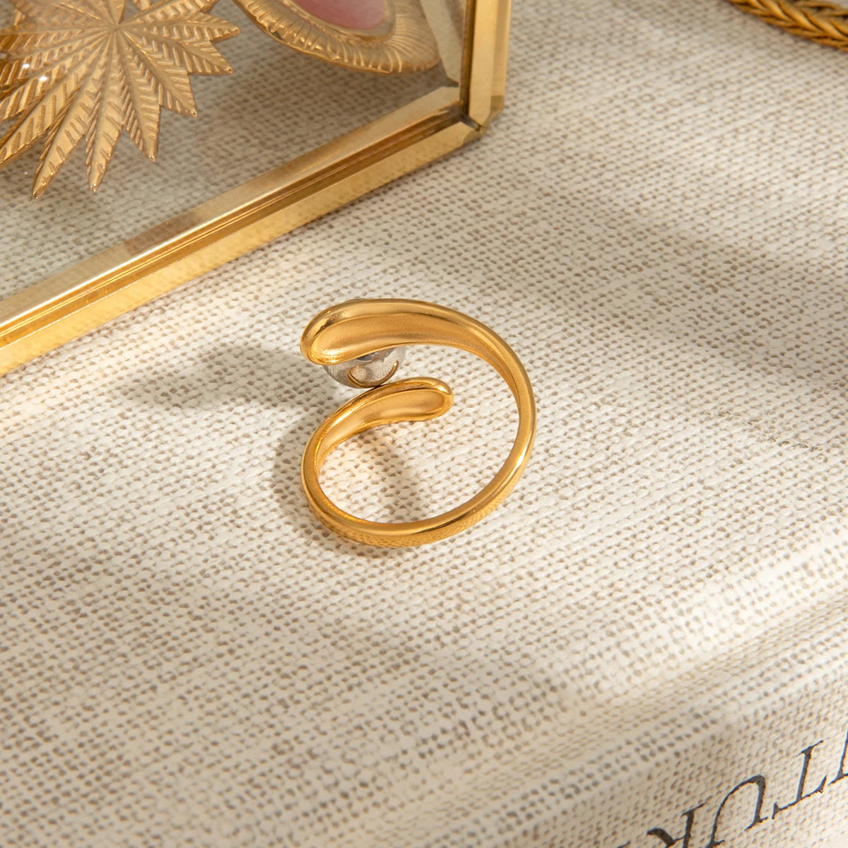 Bague triple rang boules doré & argent en acier inoxydable