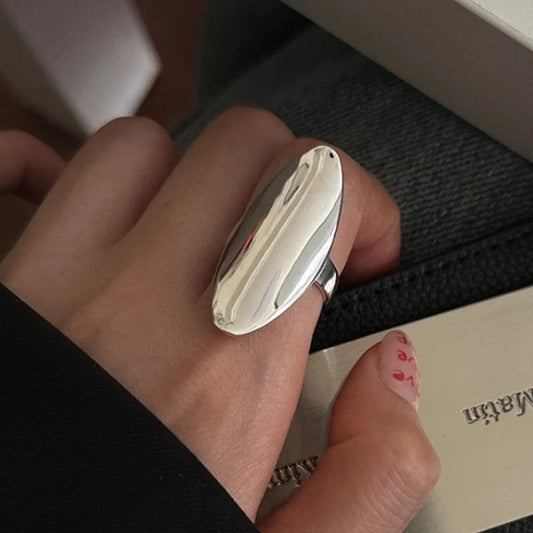 Ovaler Ring aus 925er Silber – minimalistisches &amp; Retro-Design, größenverstellbar 