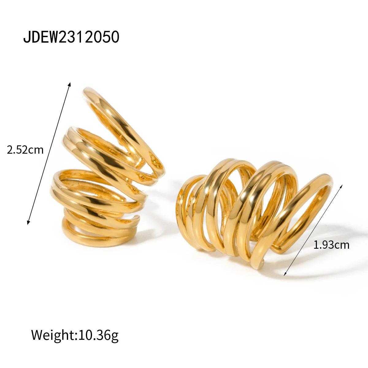 Boucles d’oreilles clip femme – Créoles épaisses en acier inoxydable, plaqué or 18K, bijoux tendance sans perçage