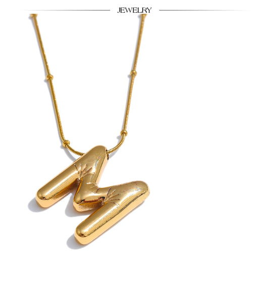 Collier initiale A–Z – Acier inoxydable plaqué or 18K, personnalisable & étanche