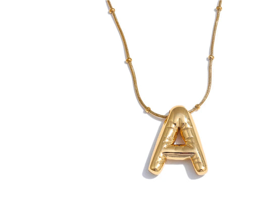 Collier initiale A–Z – Acier inoxydable plaqué or 18K, personnalisable & étanche