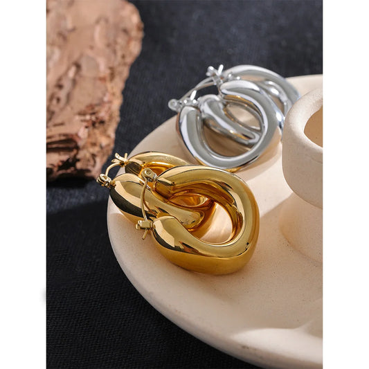 Boucles d’oreilles créoles épaisses en acier inoxydable – Or & argent, waterproof et tendance 2025