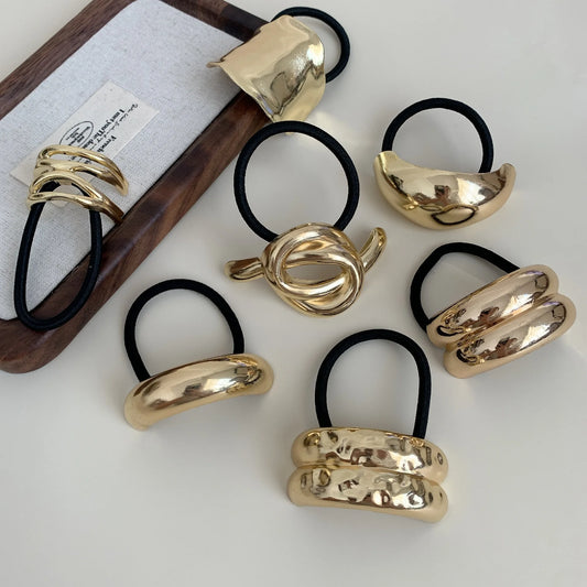 Lot de chouchous élastiques dorés – Accessoires cheveux tendance pour queue de cheval