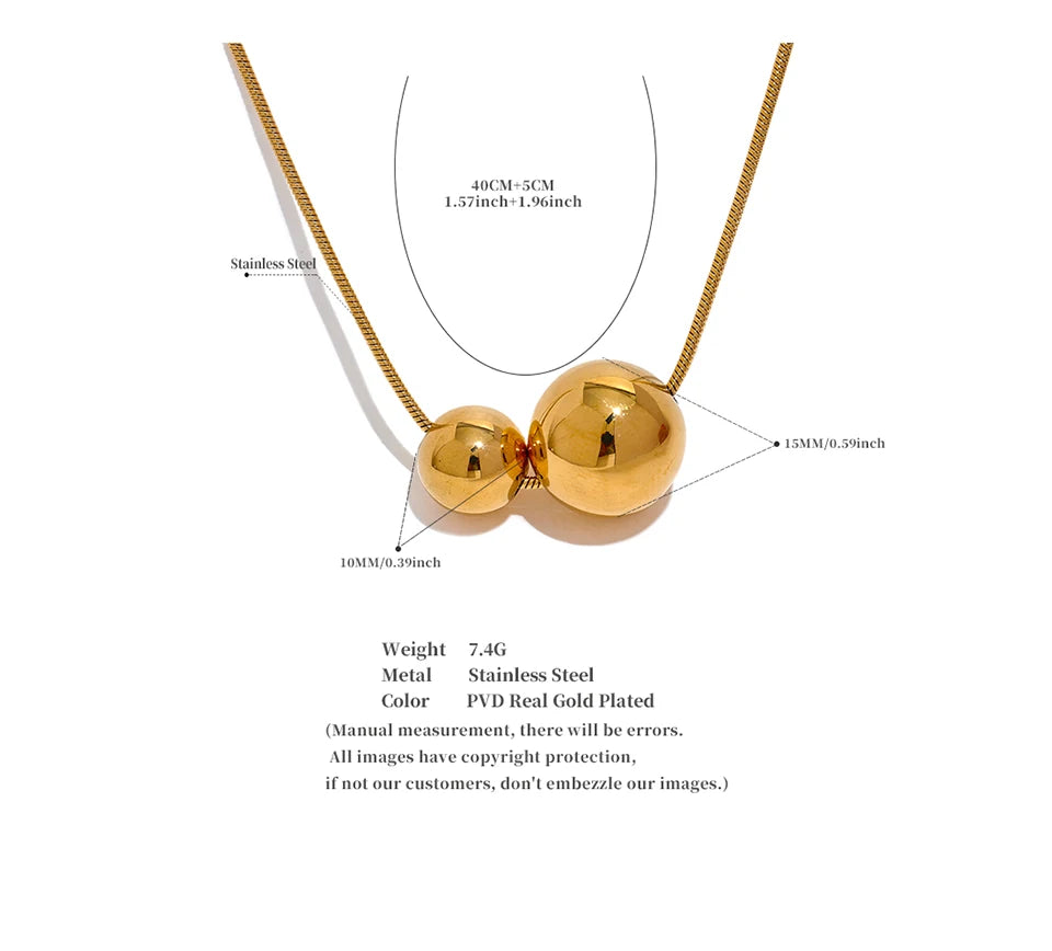 Runde Perlenkette – Vergoldeter Edelstahl, schlichtes Design &amp; wasserdicht